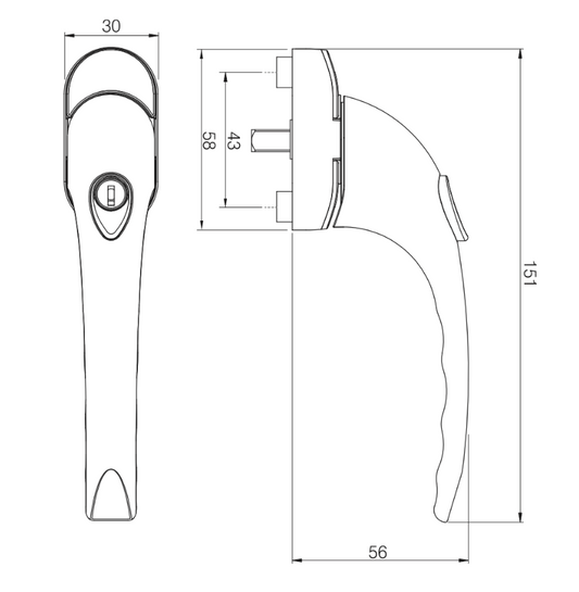 TBT Tilt and turn window handle Chrome