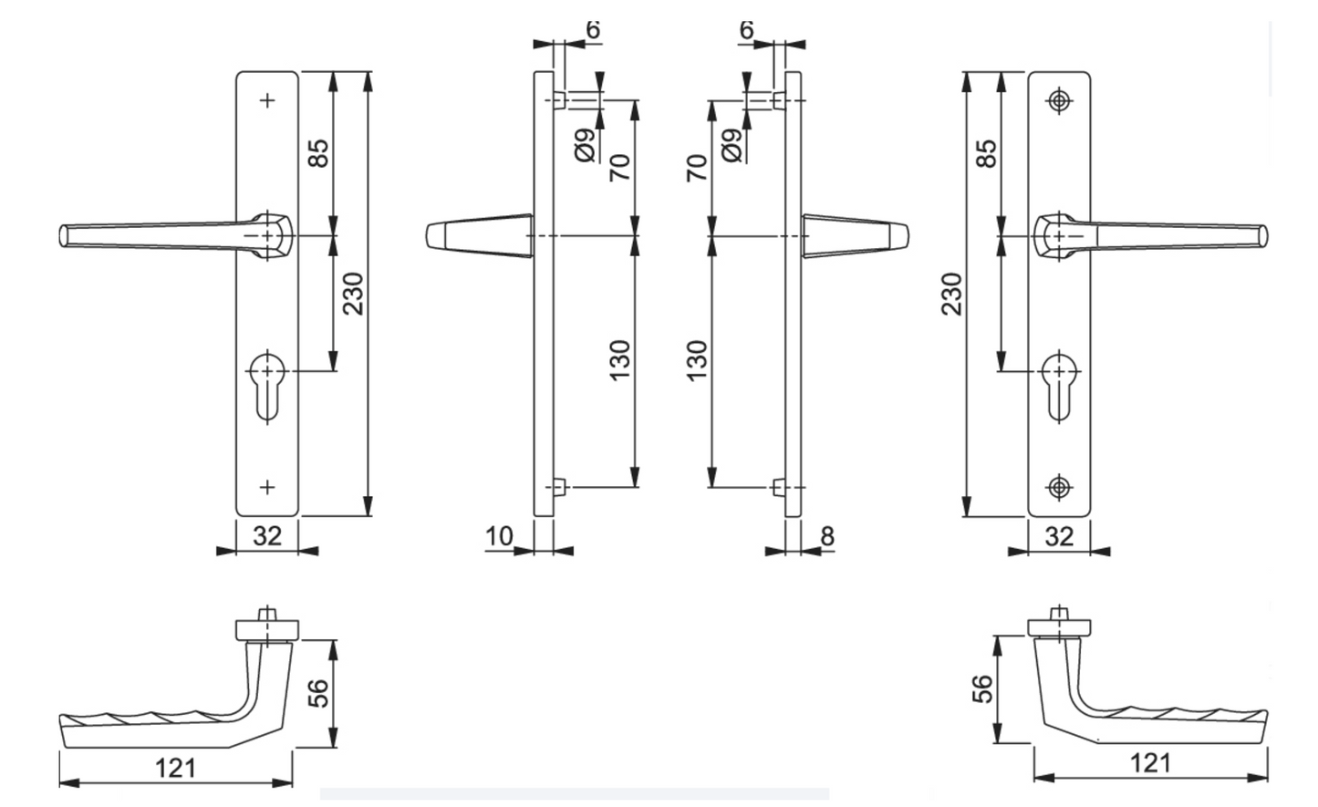 Munster Joinery Door handle Silver Frankfort