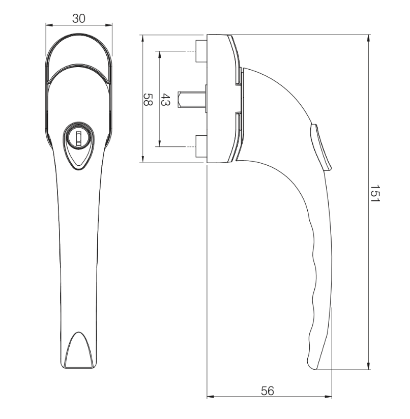 TBT Tilt and turn window handle Chrome