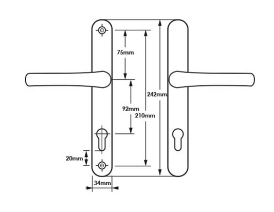 Black Long Backplate Lever Lever Door Handle
